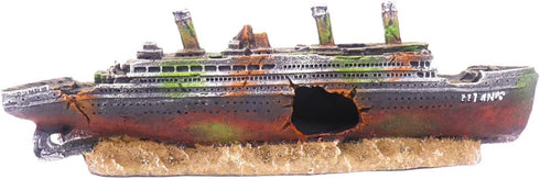 Ulifery Titanic Aquarium Boat Shipwreck Sunken Pirate Ship Resin Fish Tank Decorations Aircraft