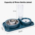 Double Dog Cat Bowls 2 in 1 Set with Automatic Gravity Water Dispenser Bottle, Detachable Stainless Steel Bowl, No-Spill