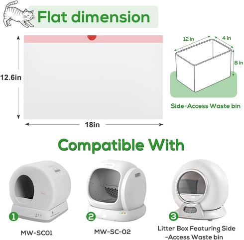 120 MW-SC01/SC02/SC09/LR01/LB02, 18x12.6 Inch SZEE Pcs Drawstring Automatic Cat Litter Box Bags Compatible with Cat