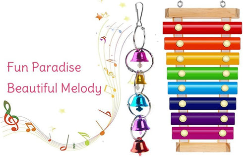 Finch Colorful Bird Xylophone Toy Interactive Training Toy Bird Cage Bell Toy Accessories Music Musical Enrichment
