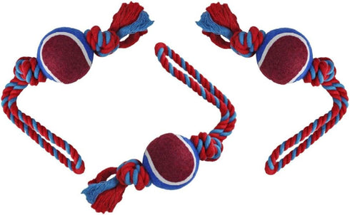 Dog Rope Toy with Tennis Ball - Fun Tug of War Toy for Aggressive Chewers, Tough Nylon Rope with Balls (3 Set)
