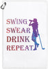 Swing Swear Repeat Funny Printed Microfiber Golf Towel with Clip, Great Gifts for Mom Golf Fan Golfer