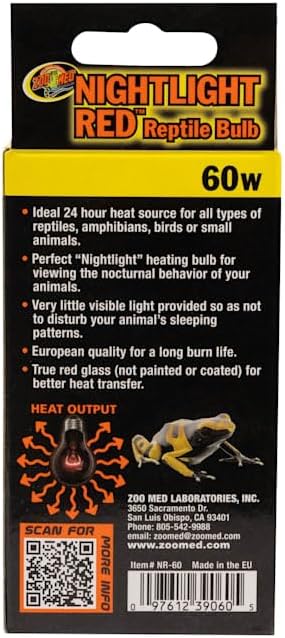 Zoo Med 60 Watt Nightlight Red Reptile Bulb