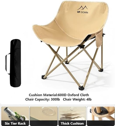 Generic Portable Folding Camping Chair, Lightweight Outdoor Lawn Chair with Cup Holder and Carry Bag for Beach, Sports