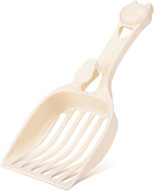 Depets Cat Litter Scoop, Durable Plastic Litter Sifter Scoop with Wide Slats for Easy Sifting - Milky White