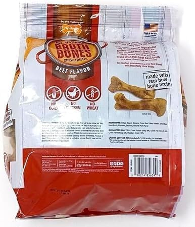 Generic 60 2.6lbs. Beef Broth Bones Dog Chew Treats. All-Natural CT, Limited Ingredients Highly Digestible, No Corn, No