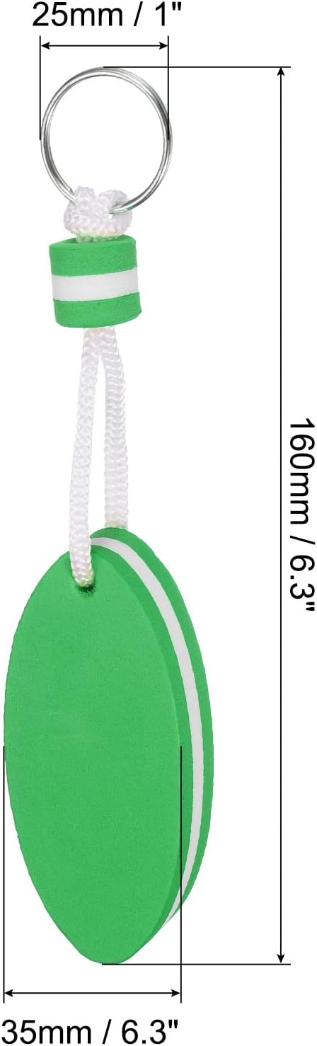 PATIKIL 2 Pack Floating Keychain, Sports Buoy Key Rings, Oval Buoyant Key Holder for Fishing Kayaking, Green
