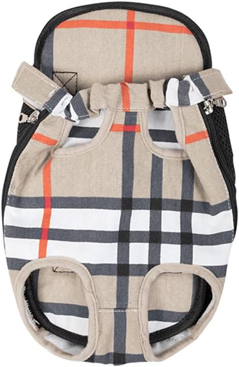 Pet Carrier Backpack, Adjustable Legs Out Front Cat Dog Carrier for Small Medium Puppies Cats (L, Plaid)