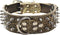 Spiked Studded Dog Collar, PU Leather Adjustable Pet Collars for Medium or Large Breed Pets (XL, Gold Brown1)