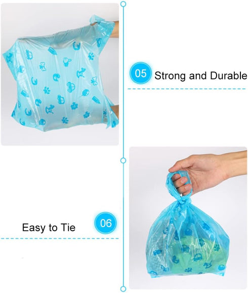 mavere 100 Odor Sealing Cat Litter Poop Clump Pick-Up Bags with Handles Scoop Tie Bags Dog Waste Bag, Leak Proof Pet