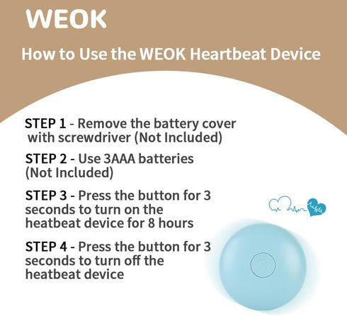 WEOK Puppy Heartbeat Toy, Dog Heartbeat Toy for Separation Anxiety Relief, Puppy Toy with Heartbeat Stuffed Animal