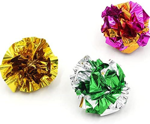 12 Packs (2.36 ISMARTEN Crinkle Balls Cat Toys for Indoor Cats, Lightweight Shiny Crinkle Paper Ball for Kitten (Random