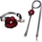 XS Female Dog Collar, Detachable Flower Cat Collar for Girl Cats with Bell Pearl Pistil Green Leaf, Soft Nylon, Red