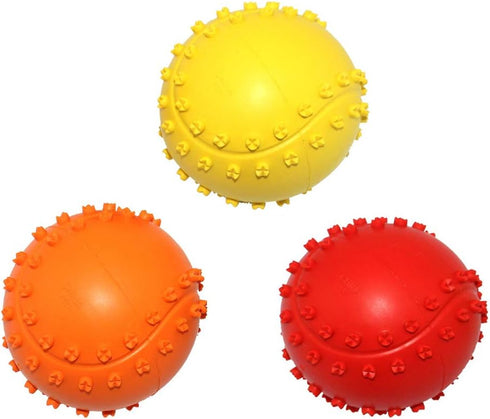 Rubber Dog Chewing Squeaky Ball Toys - Fetch Play Toy for Puppy, Small Medium Pets, Pack of 3