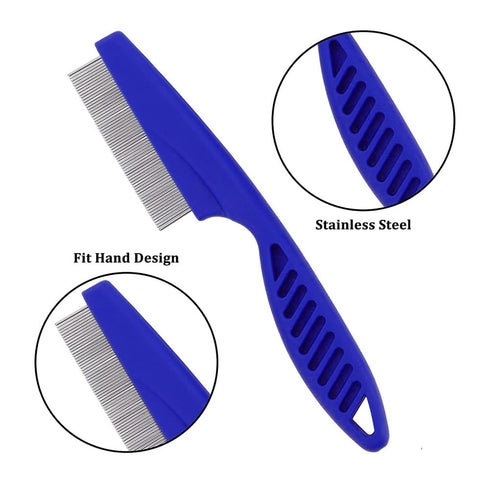 5 Pieces Dog Tear Stain Remover Combs, Pet Grooming Flea Combs, Double Sided Care Comb for Kittens Puppies (Blue)