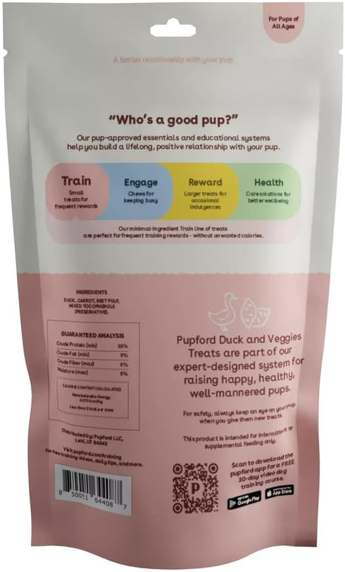 Pupford Freeze Dried Training Treats for Dogs & Puppies, 240+ Four Ingredient Bites (Duck & Veggies, 5 oz)