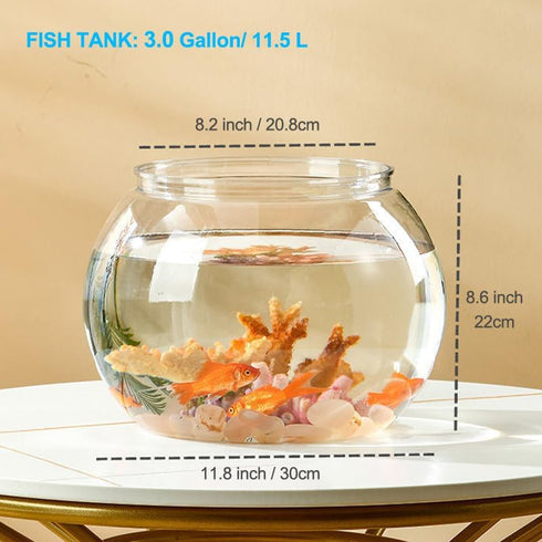 Newpol 3 Gallon Plastic Fish Bowl, 11.5L Aquarium Fish Tank