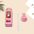 Kawaii Bear Water Bottle With Straw, Portable Square Drinking Bottle for Girl, Cute Juice Tea Water Cups (700ml, Pink)
