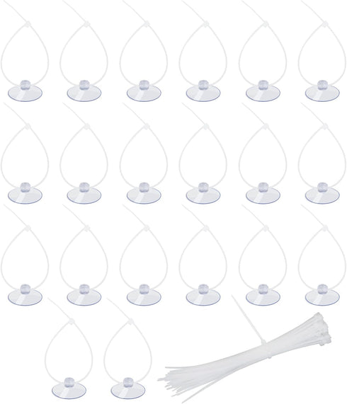 AQUANEAT 20 Pack Suction Cups with 40/100 Zip Ties for Aquarium Fish Tank Decoration