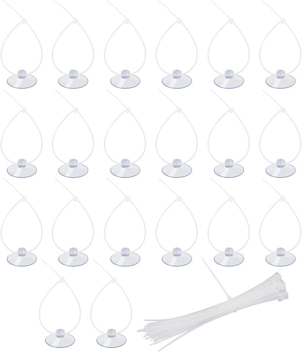 AQUANEAT 20 Pack Suction Cups with 40/100 Zip Ties for Aquarium Fish Tank Decoration