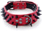 Spiked Studded Dog Collar - PU Leather Adjustable Pet Collars for Medium or Large Breed Pets (L, Red)