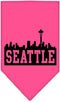 Pet and Dog Bandana Screen Printed, Seattle Skyline Bright Pink Large