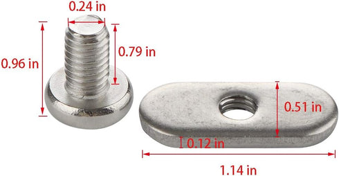 VTurboWay 4 Pcs 316 SS Kayak Rail/Track Screws - Track Nuts with 4 pcs M6 Short Screws, Mounting Replacement Kit