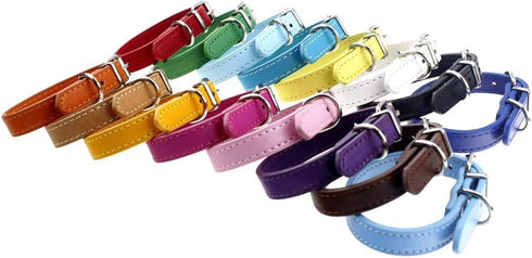 Adjustable ID Pet Collar Set of 12 or 16, Leather for Medium Large Breed Dogs, Neck 6''~18'' (S: Neck 6"~12")
