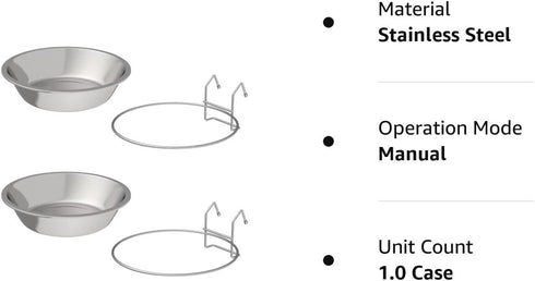 PETMAKER Stainless-Steel Hanging Pet Bowls, Large Feeder Dishes for Dogs & Cats, Set of 2, 48oz Each