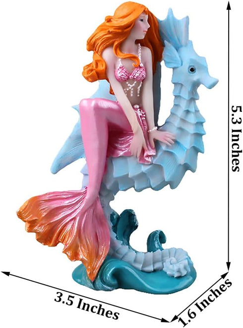 Aquarium Ornament - Seahorse Mermaid Decorations, Fish Tank Supplies, Mediterranean Princess Statue
