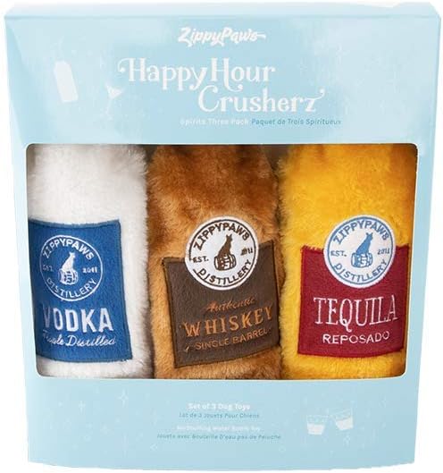 ZippyPaws Happy Hour Crusherz- Interactive Dog Toys to Keep Them Busy, Squeaky
