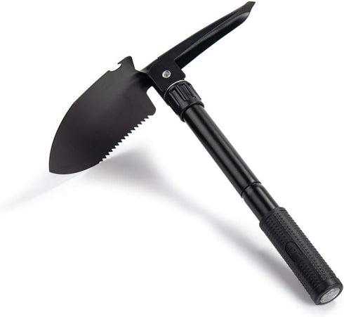 Gardening Folding Shovel Military Camping Shovel, Survival Gear Entrenching Tool with Carrying Pouch (Black Zipper