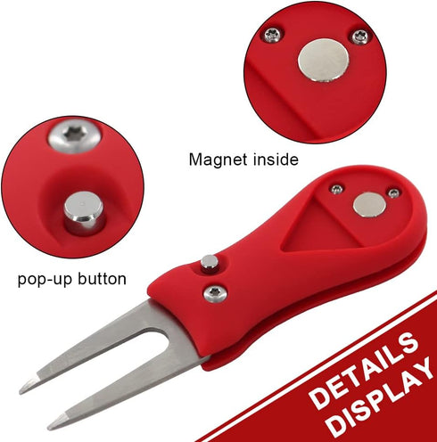 Myartte Golf Divot Repair Tool, Zinc Alloy Switchblade with Golf Ball Marker for Repairing Greens