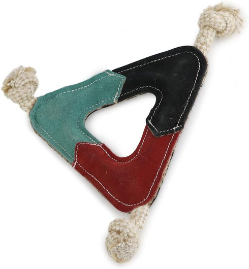 Triangle Shape Natural Suede Leather Chew Toy for Medium to Large Dogs, Pack of 2