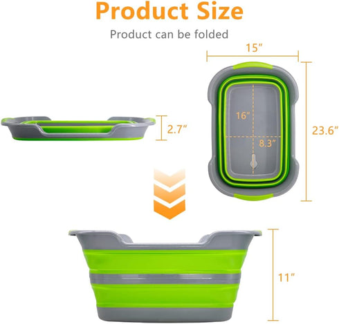 Multipurpose Collapsible Pet Bathtub - Portable Laundry Basket-Foldable Bathing Tub with Drainage Hole, 7.1 Gal/27L
