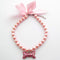 Fancy Pearls Crystal Dog Necklace Jewelry with Bling Rhinestones Big Bone Charm for Small Dogs, Pink