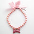 Fancy Pearls Crystal Dog Necklace Jewelry with Bling Rhinestones Big Bone Charm for Small Dogs, Pink