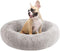 Friends Forever Grey Serena Donut Memory Foam Orthopedic Dog Bed, Soft Faux Fur Oval Cat Couch, Machine Washable