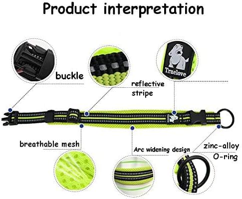 Reflective Dog Collar by Creation Core, Soft Padded Adjustable Nylon, 0.8" Wide, Pink S