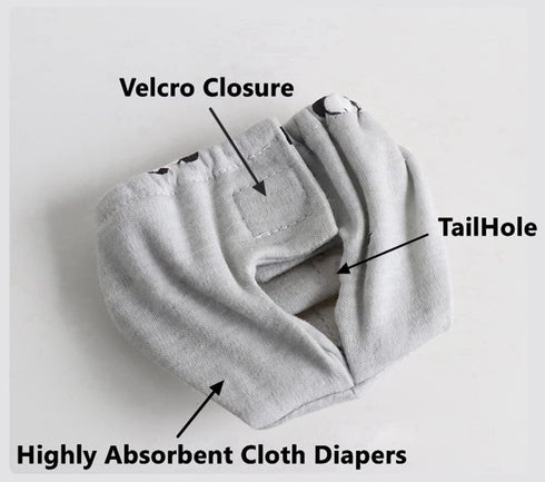 WCDJOMOP (3.9" 6.3"), Reusable Washable Squirrel Diapers, Highly Absorbent with Strong & Flexible Pants No Leak