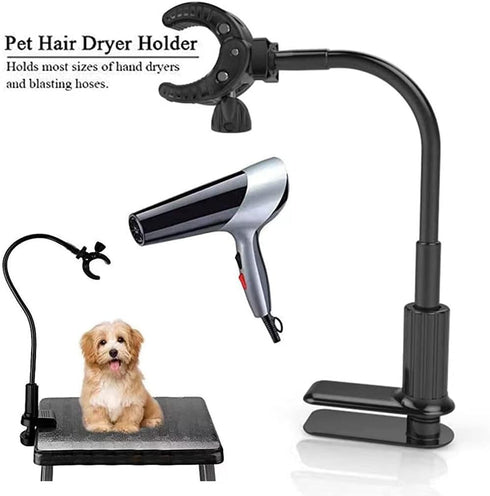 Dog Hair Dryer Stand - Pet Grooming Table Holder, 360 Degrees Rotatable Lazy Hair Dryer Stand with Adjustable Clamp