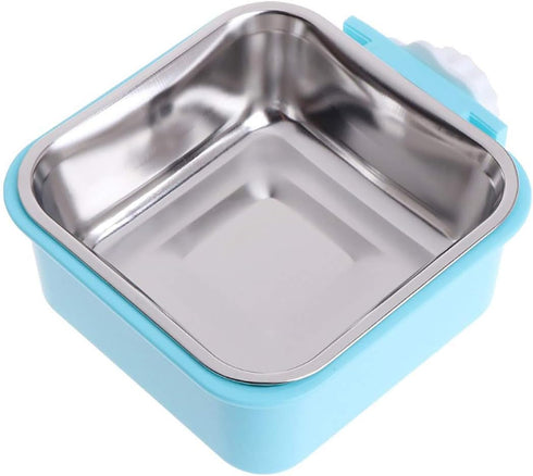 Crate Dog Bowl, Stainless Steel Removable Hanging Food Water Bowl, Pet Cage Bowls with Bolt Holder, Pack of 2
