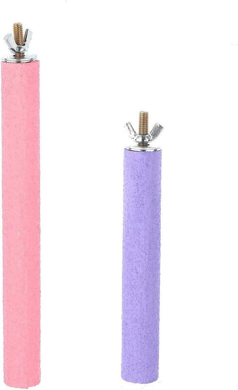 Bird Cage Perch Parrot Sand-Surface Stand 2-Pack, Grinding Wood Stick Platform for Macaw, Budgies