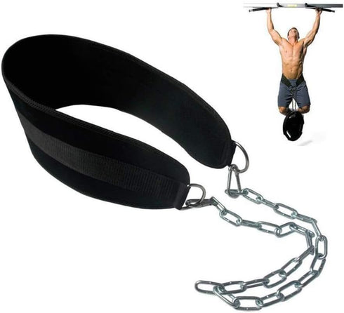 HemeraPhit Pull-up Belt - Weighted Dip Belt with Chain, Double D-ring Weightlifting Back Support Strap