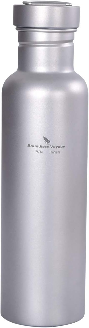 Outdoor 750ml Titanium Sports Bottle - Wide Mouth Flask Canteen for Camping Cycling Hiking Ti1507B