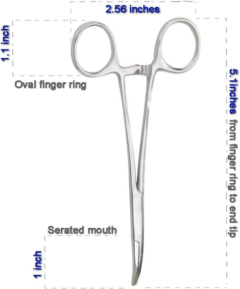 2pcs Set Pets Ears/Nose Hair Puller - Straight & Curved Full Serrated Stainless Steel Hemostat Locking Forceps