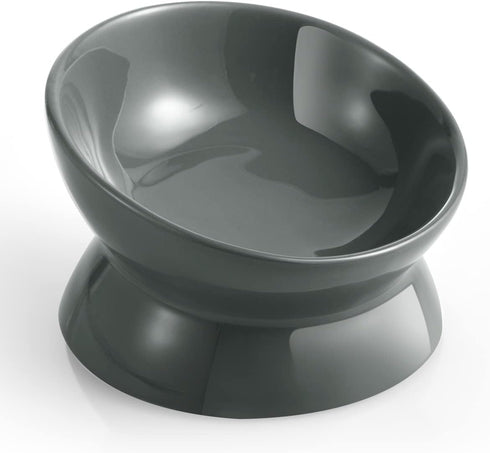 Elevated Cat Food Bowl, 5 Oz Ceramic Raised and Tilted Water Bowl, Anti-Vomiting Dishes for Small Dogs, Kittens