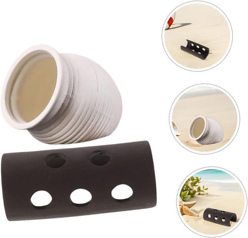 2pcs Yardwe Small Aquarium Shrimp Hideout and Betta Shelter Pottery Breeding Cave Fish Tank Hiding Place Ceramic