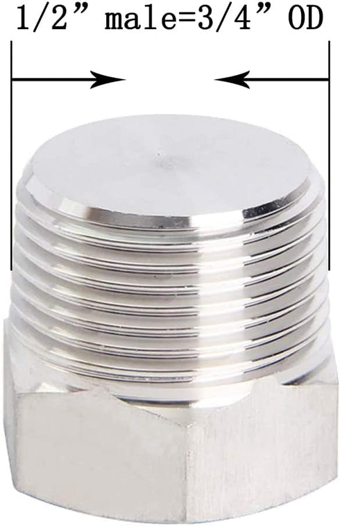 Joywayus 3Pcs Stainless Steel Outer Hex Thread Socket Pipe Plug Fitting 1/2" NPT Male