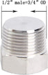 Joywayus 3Pcs Stainless Steel Outer Hex Thread Socket Pipe Plug Fitting 1/2" NPT Male